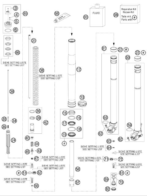 FRONT FORK DISASSEMBLED            
