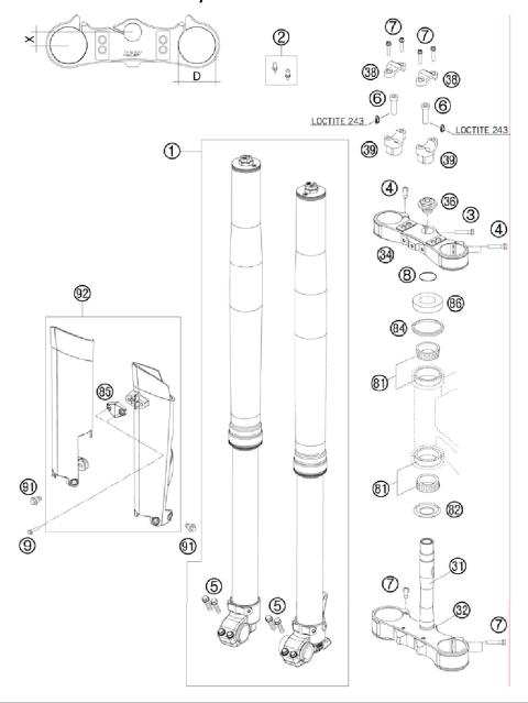FRONT FORK, TRIPLE CLAMP           