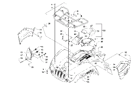 FRONT RACK, BODY PANEL, AND HEADLIGHT ASSEMBLIES [99971]