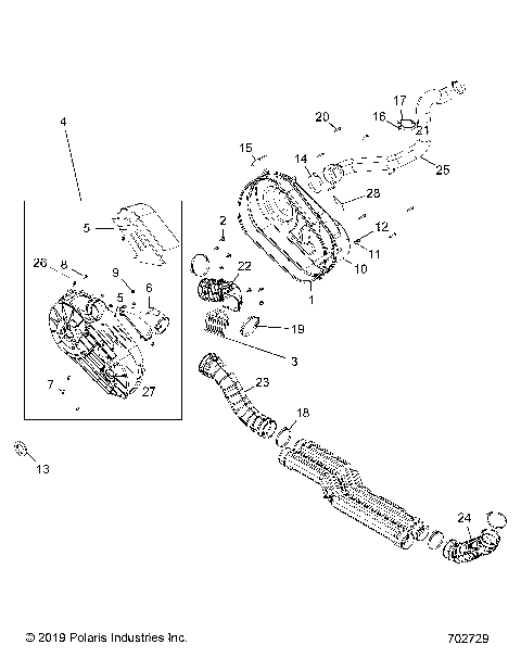 DRIVE TRAIN, CLUTCH COVER AND DUCTING - G21GAB99CM/FM (702729)