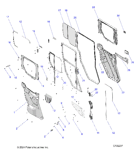 BODY, DOOR, REAR, CRANK - R25RSY99AF/BF/AK/BK/AS/BS/AL/BL/AP/BP/A9/B9 (C733237)