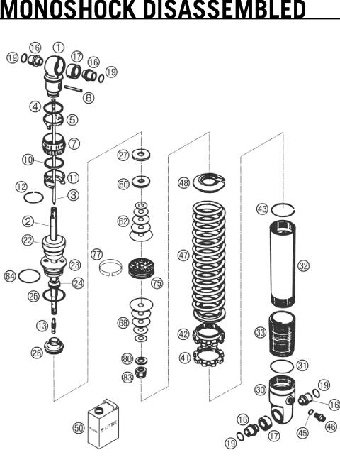 MONOSHOCK DISASSEMBLED Ref# 1 - 62 
