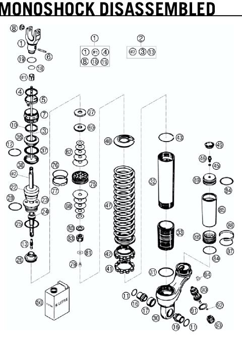 MONOSHOCK DISASSEMBLED Ref# 1 - 46 
