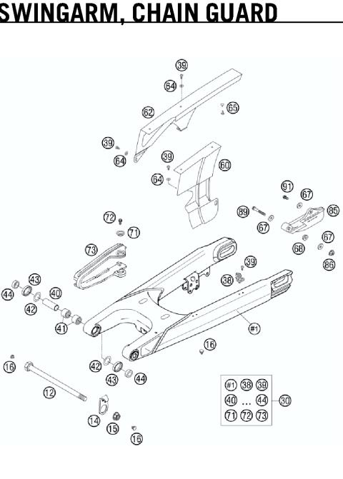SWINGARM, CHAIN GUARD              