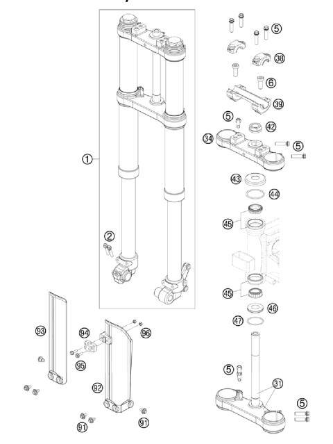 FRONT FORK, TRIPLE CLAMP           