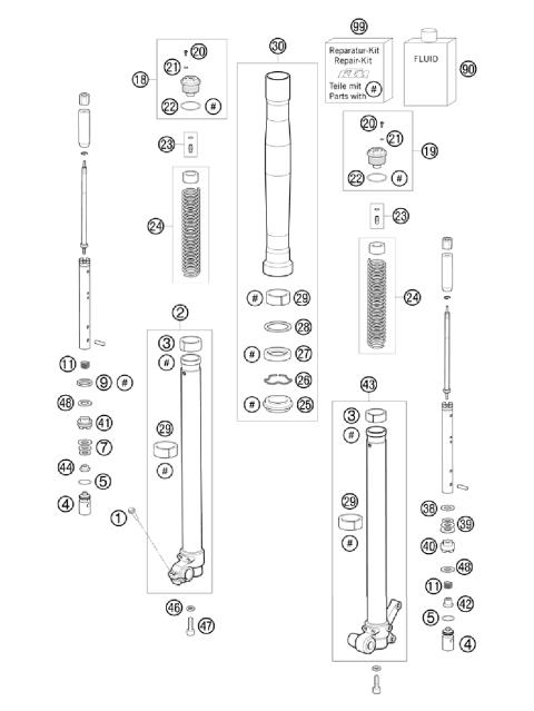 FRONT FORK DISASSEMBLED            