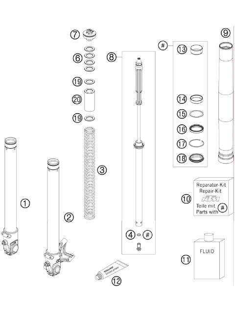 FRONT FORK DISASSEMBLED            