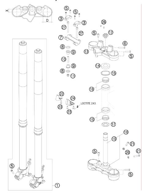 FRONT FORK, TRIPLE CLAMP           
