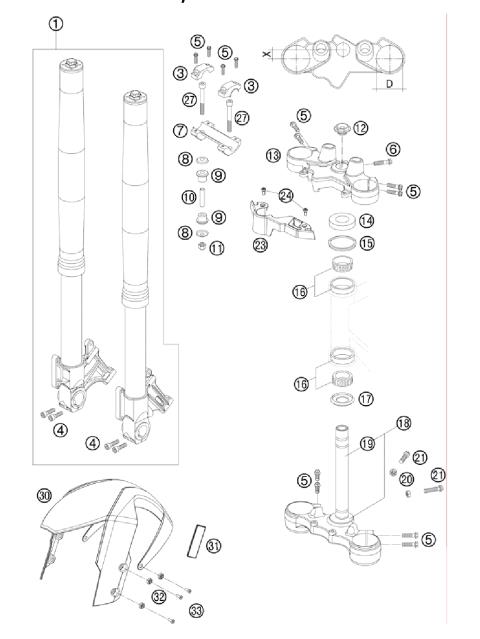 FRONT FORK, TRIPLE CLAMP           