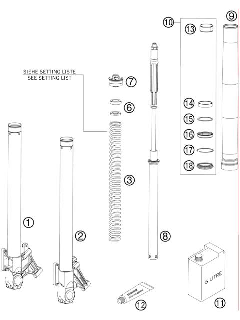 FRONT FORK DISASSEMBLED            