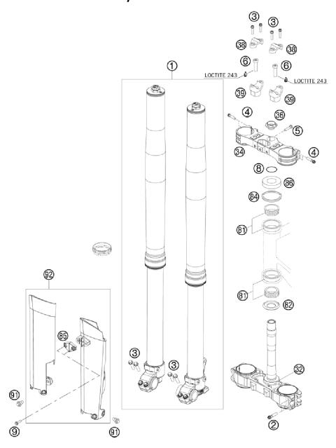 FRONT FORK, TRIPLE CLAMP           