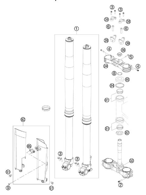 FRONT FORK, TRIPLE CLAMP           