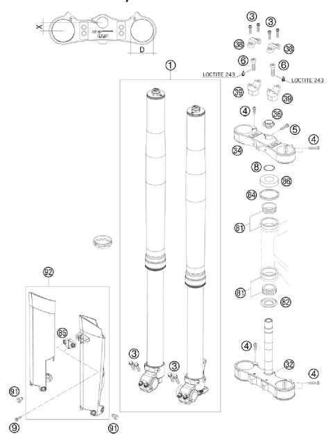 FRONT FORK, TRIPLE CLAMP           