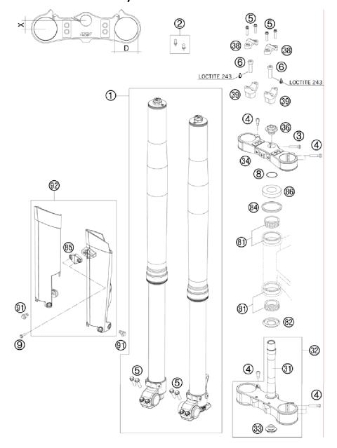 FRONT FORK, TRIPLE CLAMP           