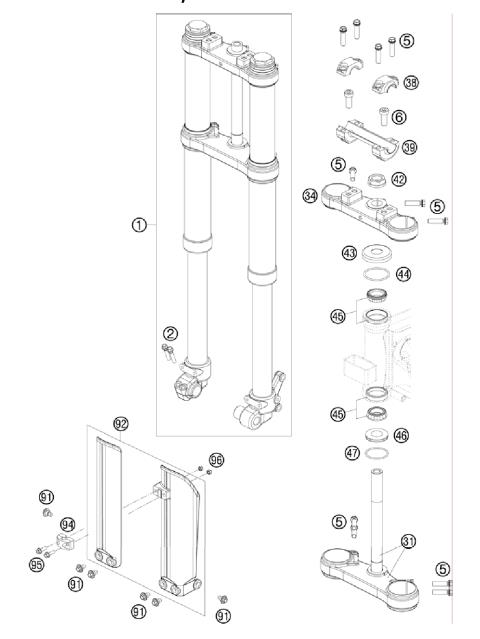 FRONT FORK, TRIPLE CLAMP           