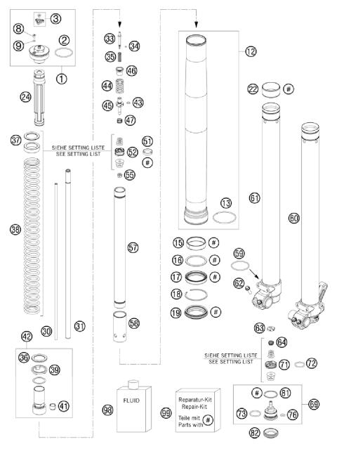 FRONT FORK DISSASSEMBLED           