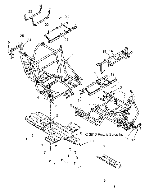 CHASSIS, MAIN FRAME AND SKID PLATES - Z15VFE99AT/AV/AP (49RGRFRAME1410004)
