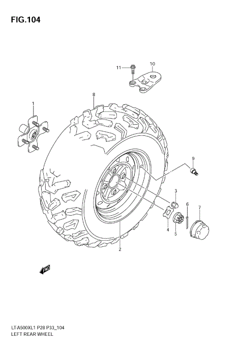 LEFT REAR WHEEL (LT-A500XZ L1 E28)