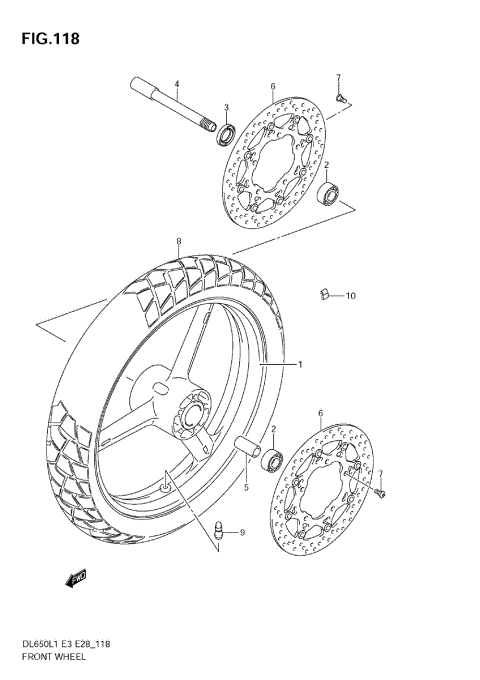 FRONT WHEEL (DL650 L1 E3)