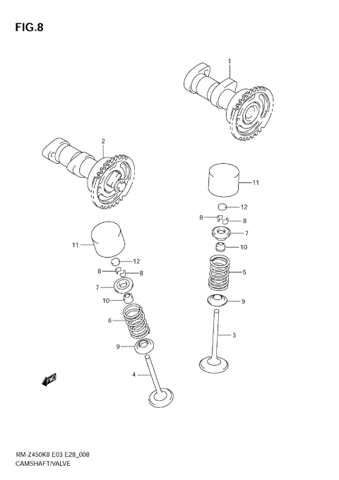 CAMSHAFT - VALVE (RM-Z450 K8/K9/L0)