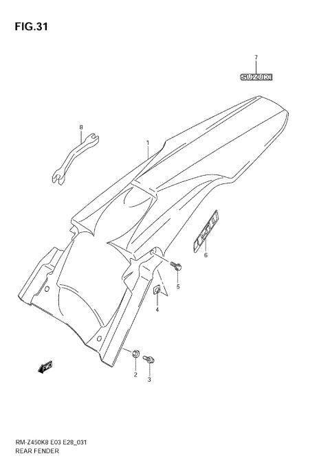 REAR FENDER (RM-Z450 K8/K9/L0)