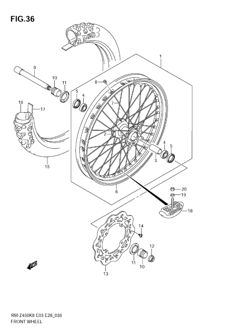 FRONT WHEEL (RM-Z450 K8/K9/L0)