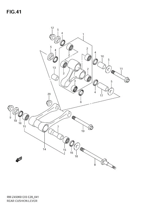 REAR CUSHION LEVER (RM-Z450 K8/K9)