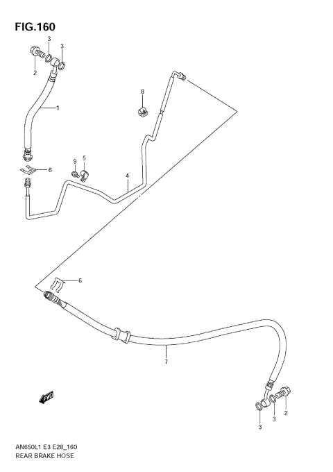 REAR BRAKE HOSE (AN650 L1 E3)
