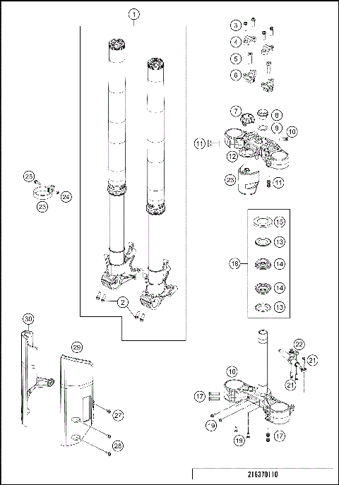 FRONT FORK, TRIPLE CLAMP