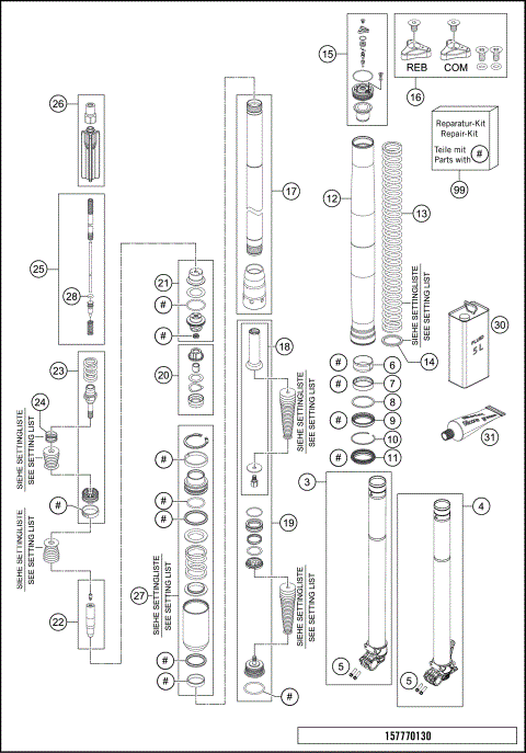 FRONT FORK DISSASSEMBLED