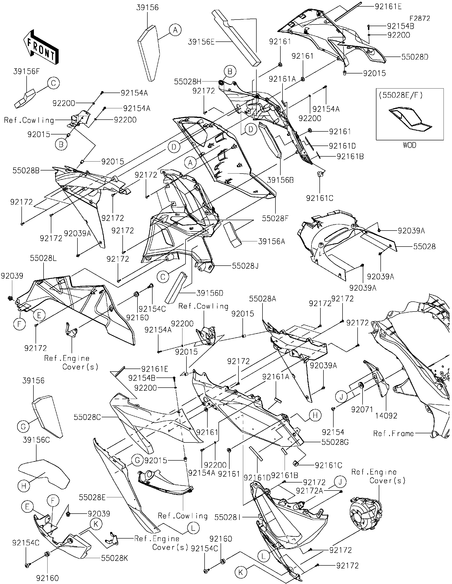 2021 Kawasaki NINJA 1000SX Cowling Lowers Motorcycles Parts