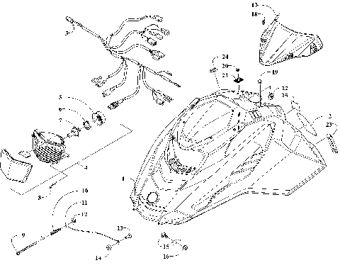 Hood, Headlight and Windshield