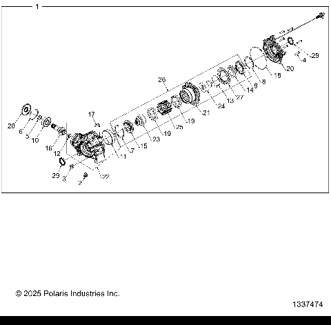 DRIVE TRAIN, FRONT GEARCASE INTERNALS (FROM 7/23/2025) - R25MAE57F1/C1/E1/G1/G9/C9/E9 (1337474)