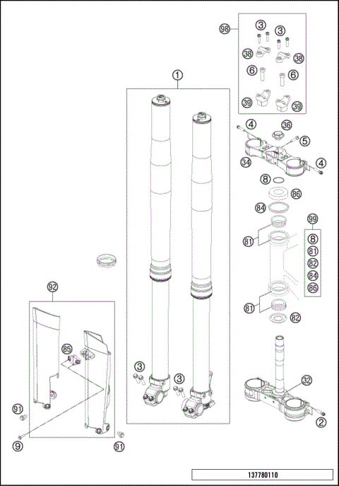 FRONT FORK, TRIPLE CLAMP