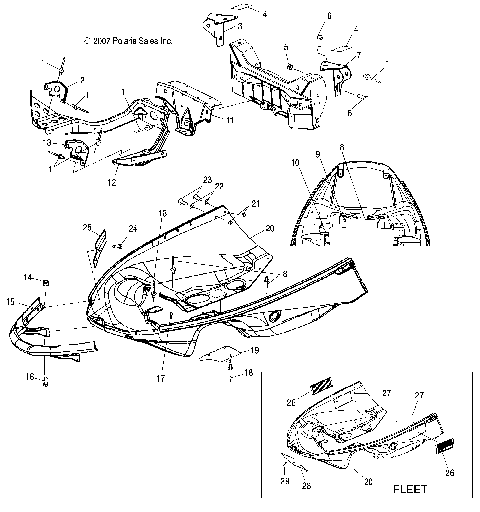 BODY, NOSEPAN ASM. and FRONT BUMPER - S08NT5BS/BE/BSA/BSF (49SNOWNOSEPAN08TRLTRGFLT)