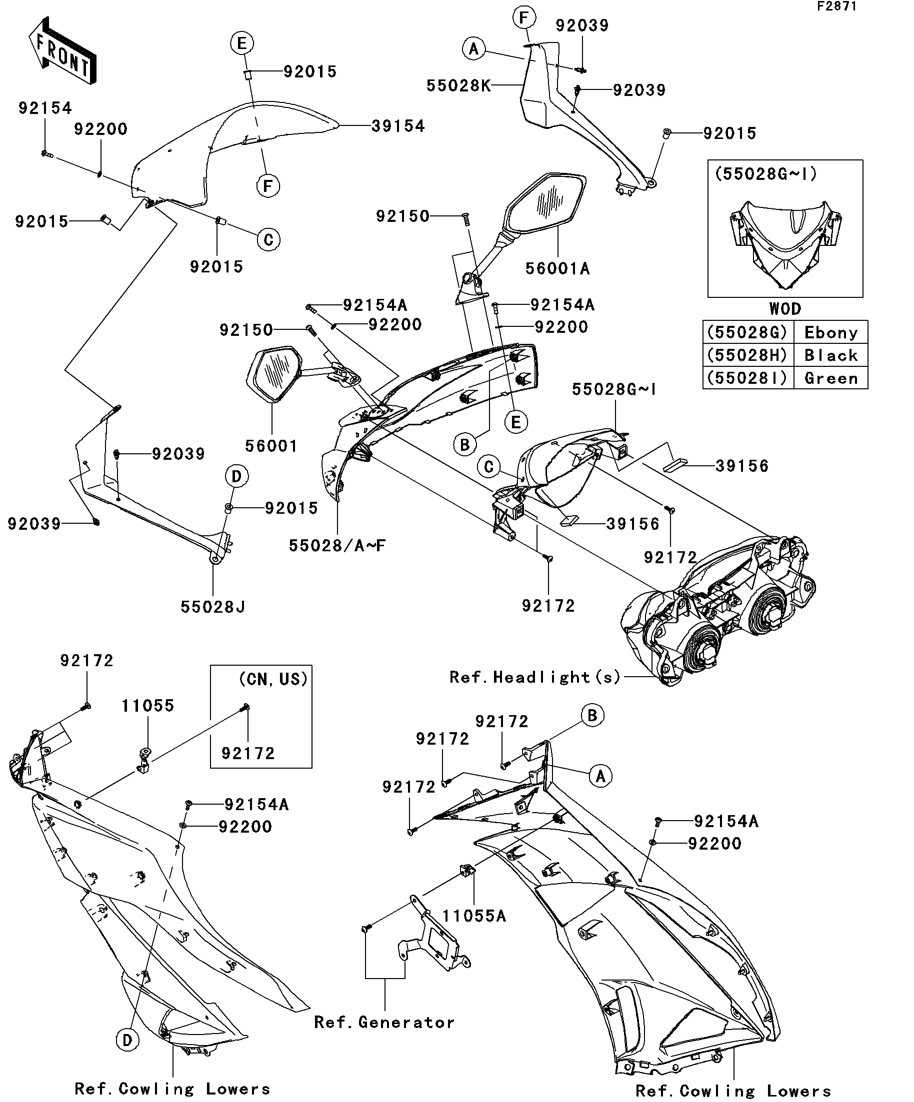 2011 Kawasaki NINJA ZX-6R Cowling Motorcycles Parts Finder