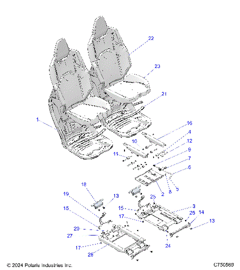 BODY, SEAT ASM. AND SLIDER, FRONT - Z25NEF99A4/B4/A5/B5 (C750588)