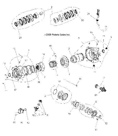 DRIVE TRAIN, FRONT GEARCASE INTERNALS (Built 3/05/10 and Before) - A10ZX55FX/FF (49ATVGEARCASE1332828)