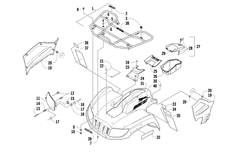 FRONT RACK, BODY PANEL, AND HEADLIGHT ASSEMBLIES