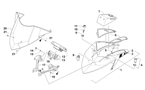 WINDSHIELD AND INSTRUMENTS ASSEMBLIES