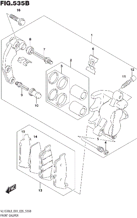 FRONT CALIPER (VL1500BL8 E28)