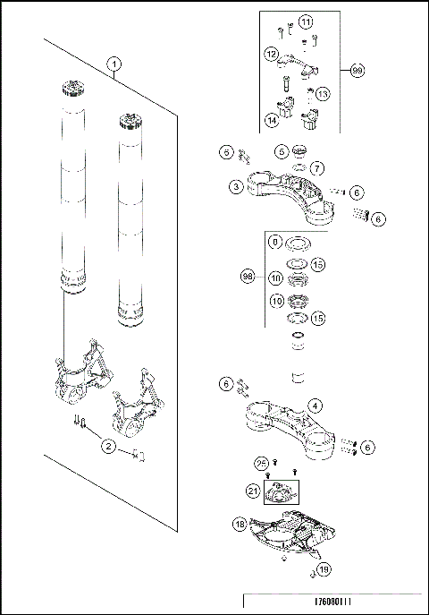 FRONT FORK, TRIPLE CLAMP