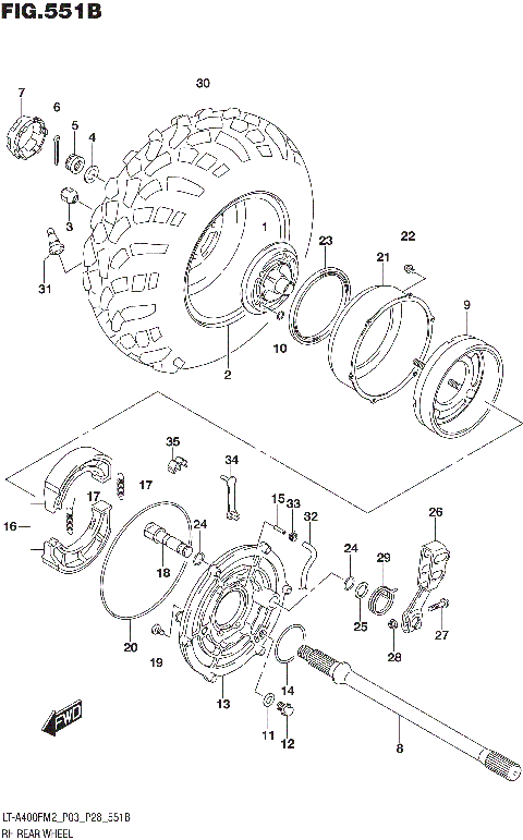 RH REAR WHEEL (LT-A400FZ)