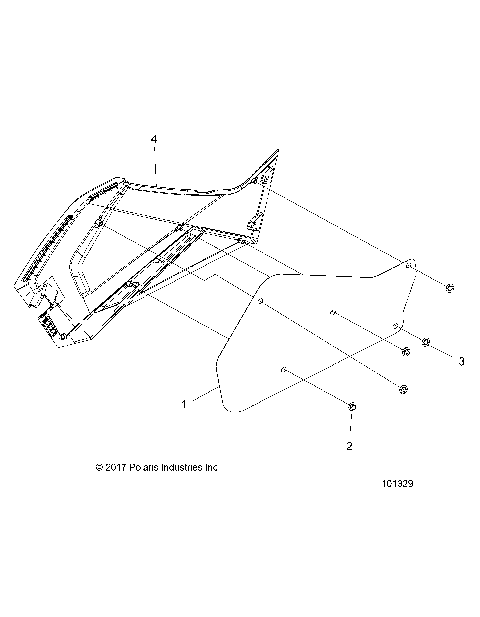 BODY, RIGHT HAND SIDE PANEL HEAT SHIELD AND HARDWARE 1 UP - A20SEE57K1 (101329)