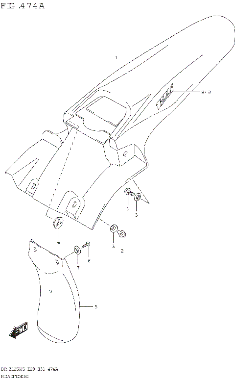 REAR FENDER (DR-Z125:E28)