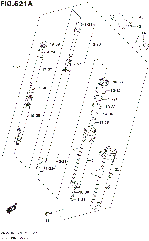 FRONT FORK DAMPER (GSX250RM0 P28)