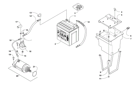 BATTERY AND STARTER MOTOR ASSEMBLY