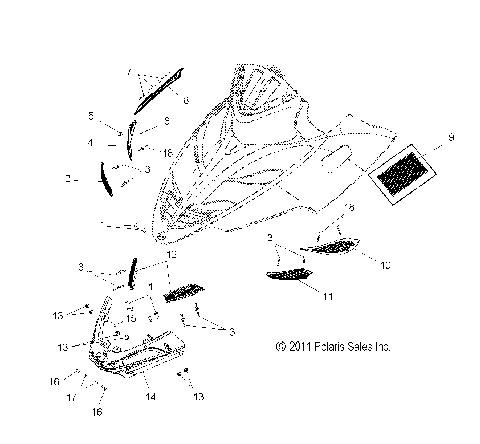 BODY, HOOD SCREENS and HINGE ASM. - S12PT5BSL/BEL (49SNOWHOODMTG12550)