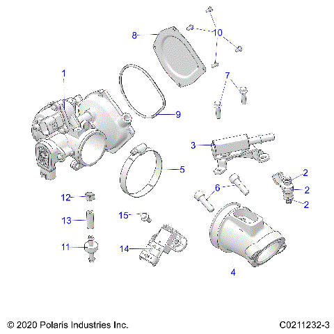 ENGINE, THROTTLE BODY and FUEL RAIL - A23SDA57A5/E57A4 (C0211232-1)