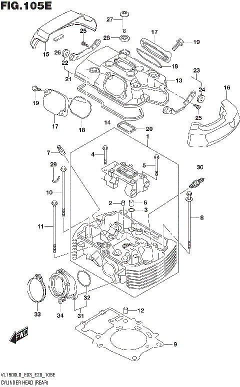 CYLINDER HEAD (REAR) (VL1500TL8 E03)